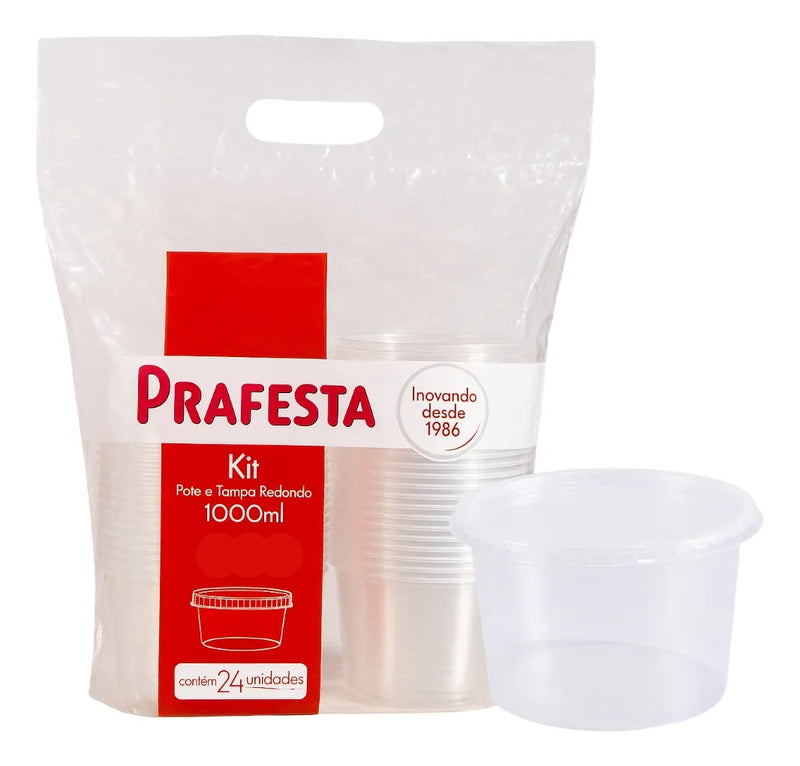 PRAFESTA POTE REDONDO 1000 ML C/TAMPA 24 UNID