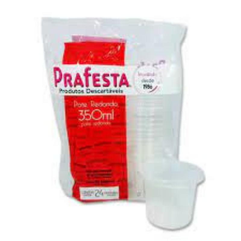 Pote Redondo 350ml Prafesta Tampa 24 Unidades Embalagem