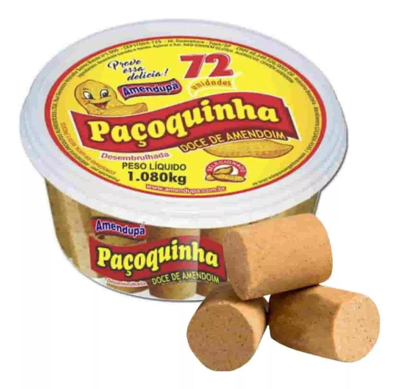Paçoca Rolha Desembrulhada Com 72 Unidades 1,080kg Amendupã