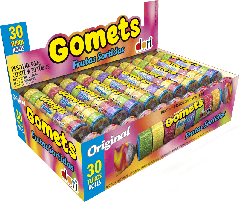 Goma Tubo Frutas 32g com 30 unidades