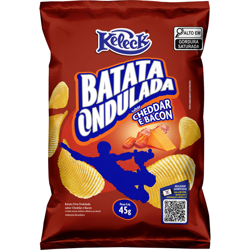 Batata Ondulada Cheddar e Bacon 45g caixa com 14 unidades