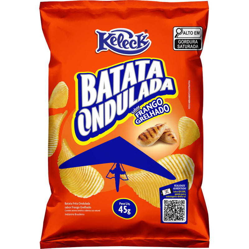 Batata Ondulada Frango Grelhado 45g - caixa com 14 unidades