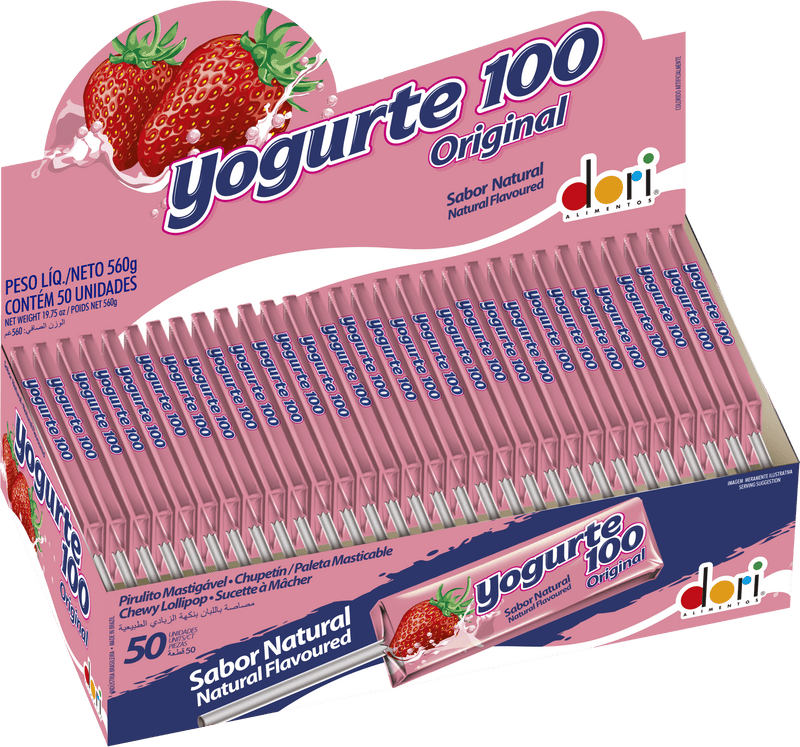 Pirulito Mastigável Yogurte100 11,2g - display com 50 unidades