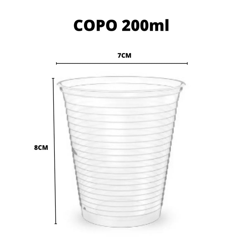 Copo De Plástico Descartável 200ml com 100 unidades