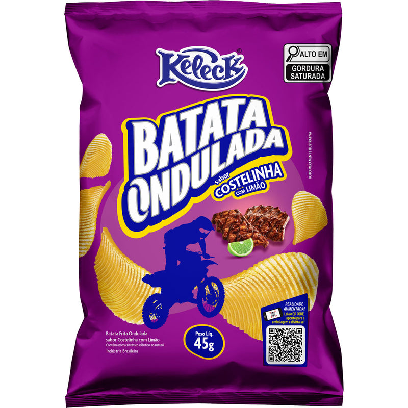 Batata Ondulada Costelinha com Limão 45g - caixa com 14 unidades