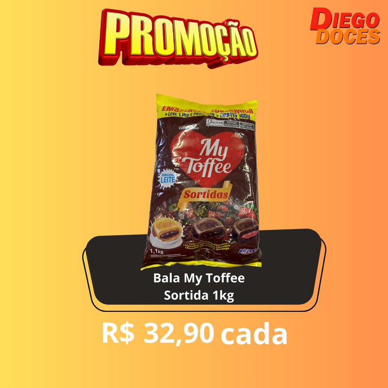 BALA MY TOFFEE 1100G CHOCOLATE SORTIDO