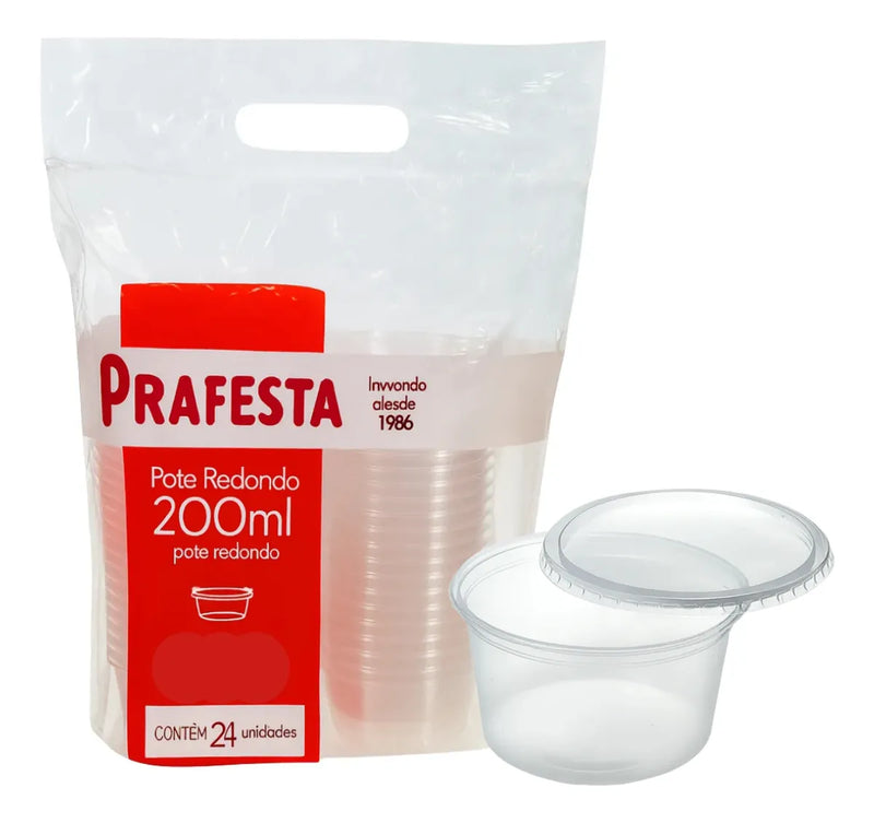 Pote Descartável Redondo 200ml c/24 unidades