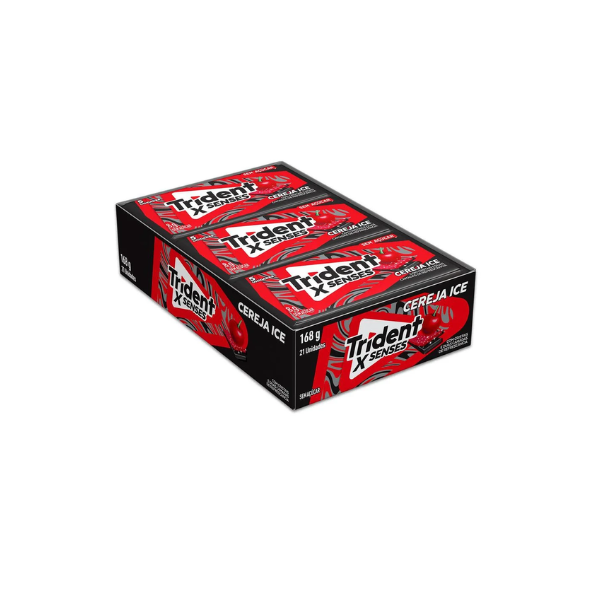 Chiclete Trident XSenses Cereja Sem Açúcar - Caixa com 21 unid. de 8g